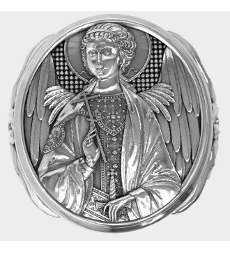 Engraved Archangel Saint Michael Silver Ring 0915