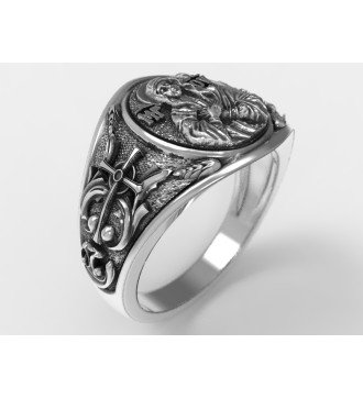 Christian Chevalier Men's Ring With Virgin Mary And Decorative