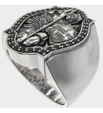 Catholic Silver Signet Ring Guardian Archangel Michael 0965