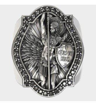 Anillo de sello de plata católica Guardián Arcángel Miguel 0965