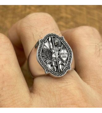 Католический серебряный перстень-хранитель Архангел Михаил 0965