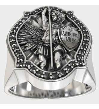 Catholic Silver Signet Ring Guardian Archangel Michael 0965