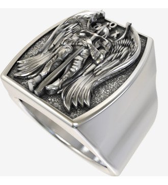 Χριστιανικό Δαχτυλίδι Προστασίας Αρχάγγελος Μιχαήλ Οξειδωμένο