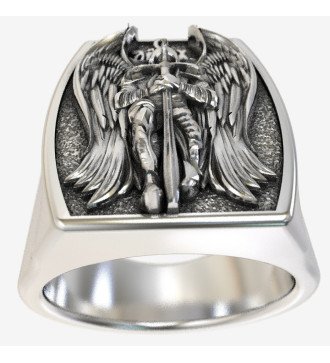 Χριστιανικό Δαχτυλίδι Προστασίας Αρχάγγελος Μιχαήλ Οξειδωμένο