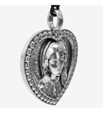 Handmade Silver Men's Gift Christian Pendant Virgin Mary And