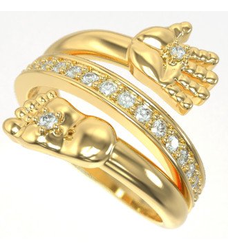 Anillo de plata de la mano y el pie del bebé con circonitas blancas Regalo para la madre 1151K