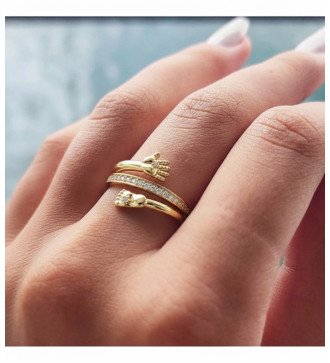 Anillo de plata de la mano y el pie del bebé con circonitas blancas Regalo para la madre 1151K