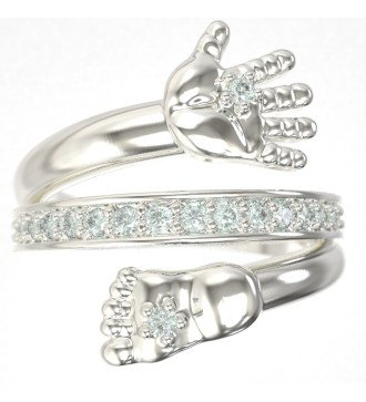 Elegante anello d'argento per la mano dei piedini del bambino, regalo del marito 1151L