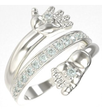 Elegantes Silber Baby Füße Hand Ring Geschenk von Ehemann 1151L