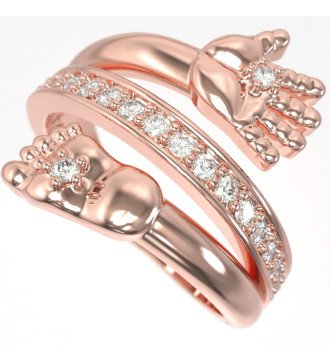 Anello d'argento e oro rosa per i piedi del bambino per il regalo della nuova mamma 1151R