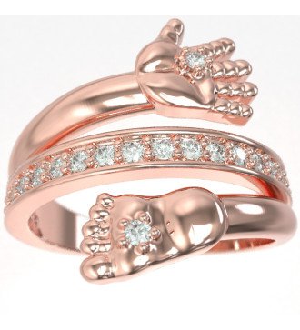 Bague Argent Rose Or Bébé Main Pieds Cadeau Nouvelle Maman 1151R