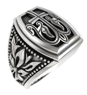 Impresionante Anillo Cristiano de Cruz para Hombre con