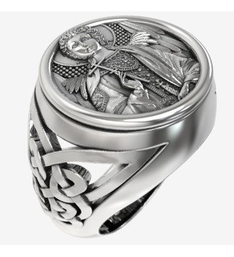 Anello cristiano da uomo in argento sterling con incisione