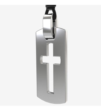 Bijoux religieux pour hommes Pendentif croix de style dog tag