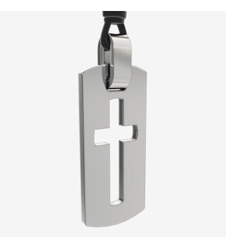Bijoux religieux pour hommes Pendentif croix de style dog tag