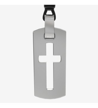 Religious Men's Jewelry Faith Silver Dog Tag Style Cross
