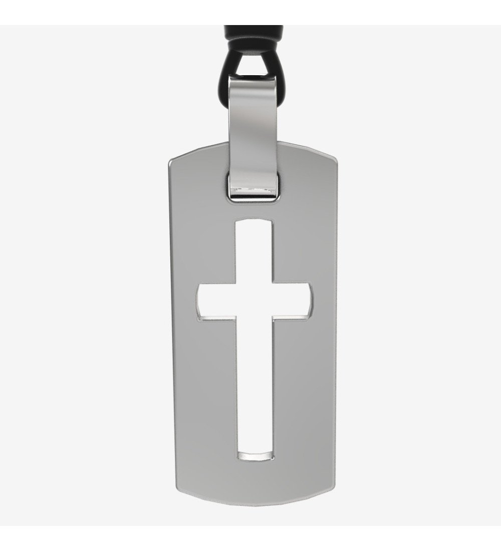Bijoux religieux pour hommes Pendentif croix de style dog tag