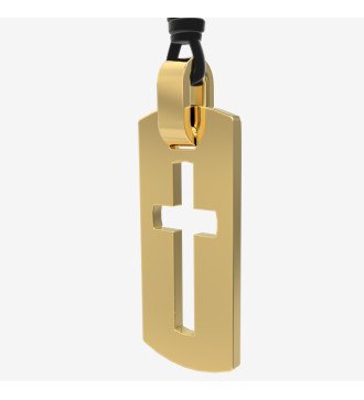 Colgante de oro cristiano para hombre estilo perro con cruz