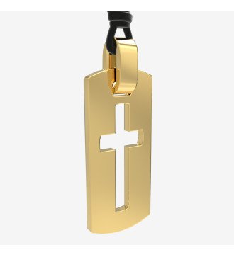 Colgante de oro cristiano para hombre estilo perro con cruz