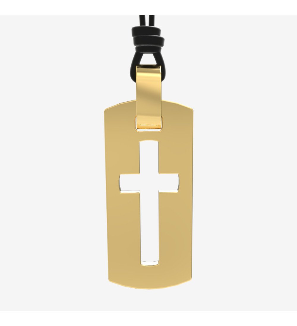 Pendentif Chien en or pour homme avec croix sculptée Cadeau de