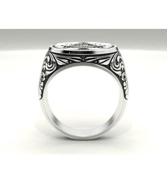 Symbolische Vintage-Stil Freimaurer Ring in Sterling Silber 0155