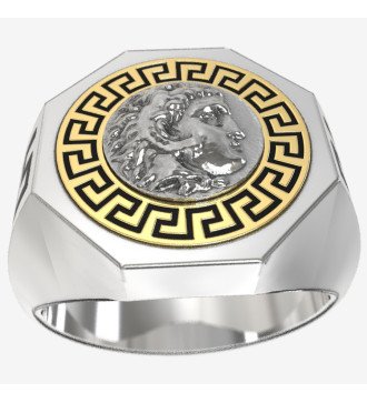 Bague chevalière pour homme Alexander The Great Legendary Greek