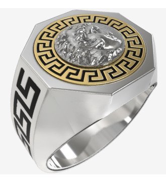 Anello con sigillo da uomo Alessandro Magno, leggendario