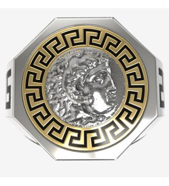Anello con sigillo da uomo Alessandro Magno, leggendario