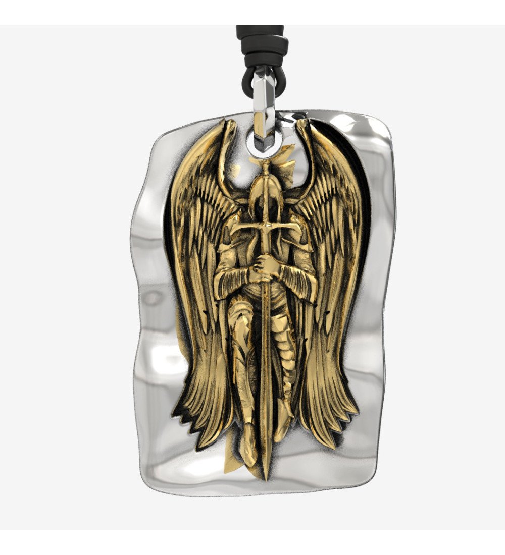 Pendentif de protection religieux chrétien pour homme bicolore