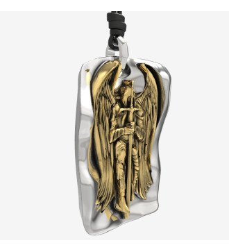 Pendentif de protection religieux chrétien pour homme bicolore