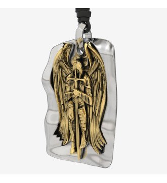 Pendentif de protection religieux chrétien pour homme bicolore