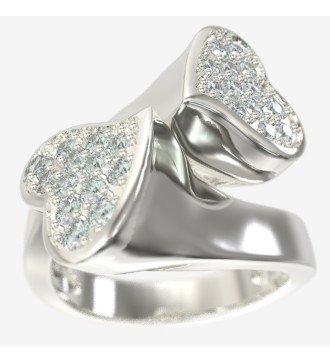 Anello regalo di anniversario con due cuori in argento sterling