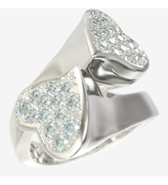 Впечатляющий подарок на годовщину Кольцо с двумя сердцами из