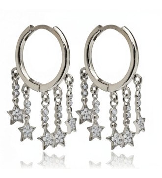 Boucles d'oreilles de mariage en argent Étoiles suspendues avec