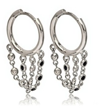Boucles d'oreilles chandelier en argent avec chaînes suspendues