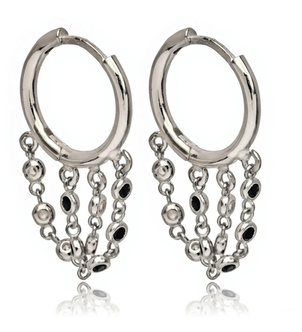 Стильные серебряные серьги-люстры с висячими цепочками и