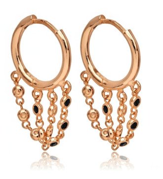 Boucles d'oreilles chandelier en argent avec chaînes et zircons