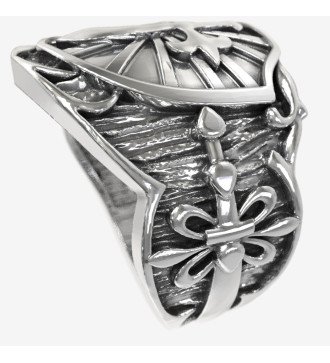 Symbolic Men's Signet Ring 925 with Sword-Shaped Cross and