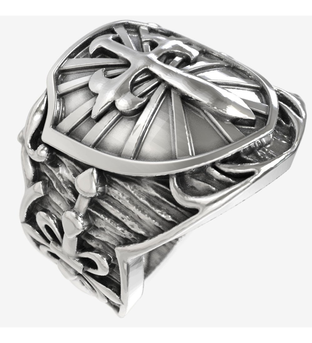 Bague chevalière symbolique pour homme 925 avec croix et