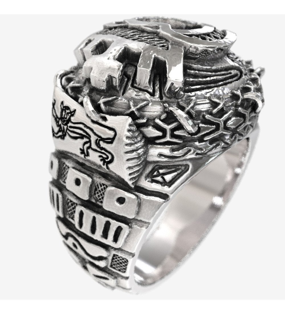 Bague chevalière en argent faite à la main pour les hommes avec