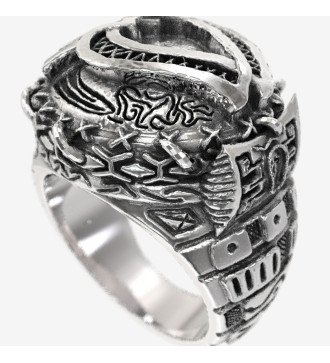 Серебряное кольцо-печатка ручной работы для мужчин с уникальным