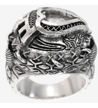 Bague chevalière en argent faite à la main pour les hommes avec