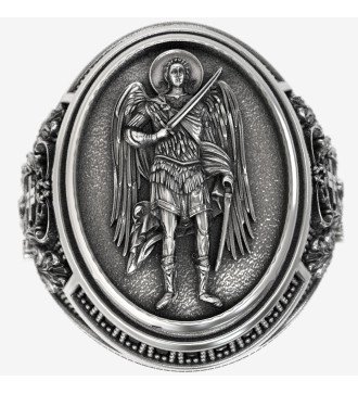 Vintage Christian Herrenring mit Erzengel Sankt Michael und