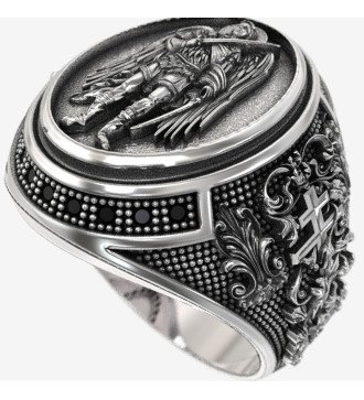 Vintage Christian Herrenring mit Erzengel Sankt Michael und