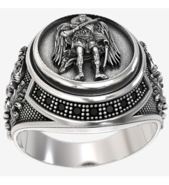 Vintage Christian Herrenring mit Erzengel Sankt Michael und