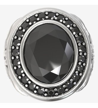 Gift for Men Statement Luxurious Oval Ring With Black Stone 0472