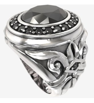 Regalo para Hombre Lujoso Anillo Oval con Piedra Negra 0472