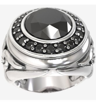 Gift for Men Statement Luxurious Oval Ring With Black Stone 0472