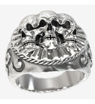 Винтажное серебряное мужское кольцо с черепом байкера 0477
