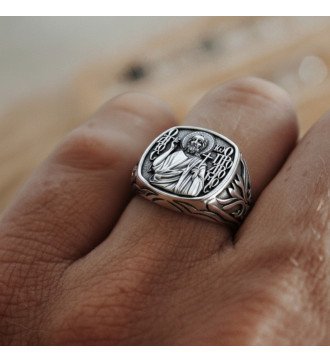 Χειροποιητο Ασημενιο Ανδρικο Δαχτυλιδι Αγιος Ιωαννης Ο